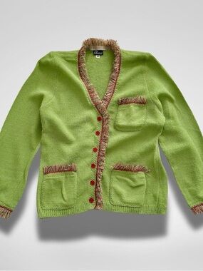 90s Funky Green Knit Cardigan